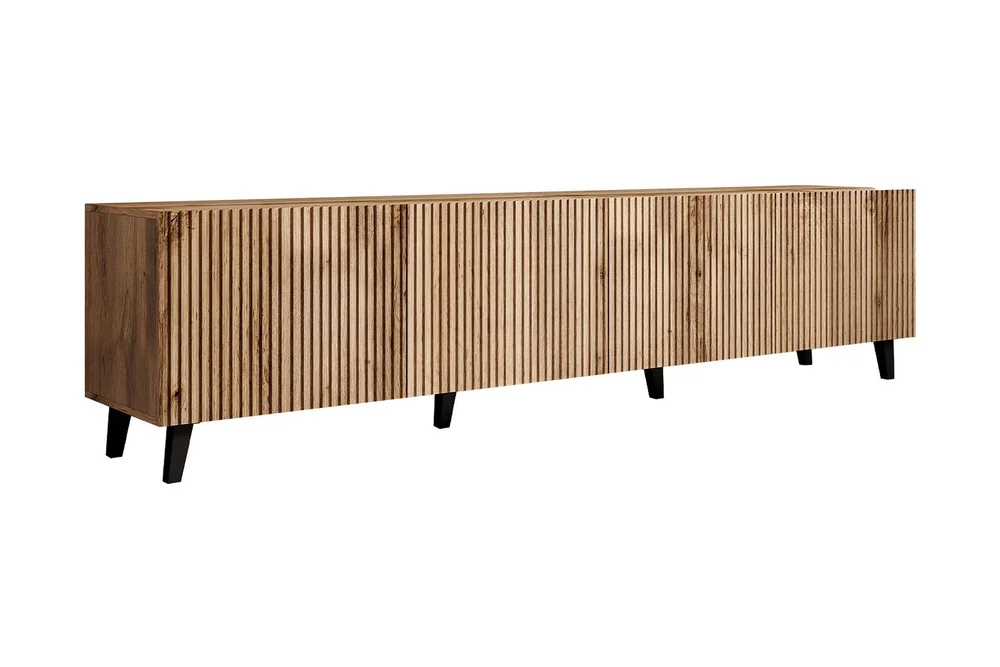 Juniskär Ribbet TV-benk i tre med oppbevaring - 40 cm dyb, 200 cm bred, 49 cm høy v:9960353