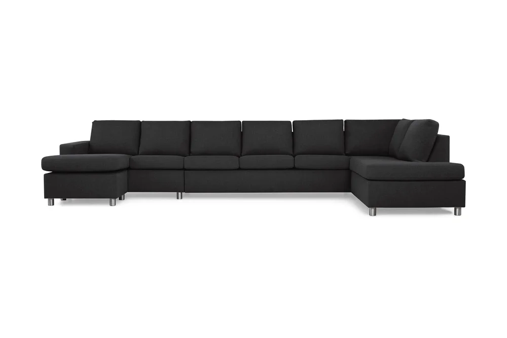 Crazy 6-seters Høyrevendt U-formet XX-Large Sofa med Divan og Sjeselong i Stoff v:9428151