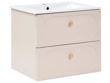 Veggmontert servantskap med vask TARUMIR 60 cm Beige v:9906593 Veggmontert servantskap med vask TARUMIR 60 cm Beige v:9906593
