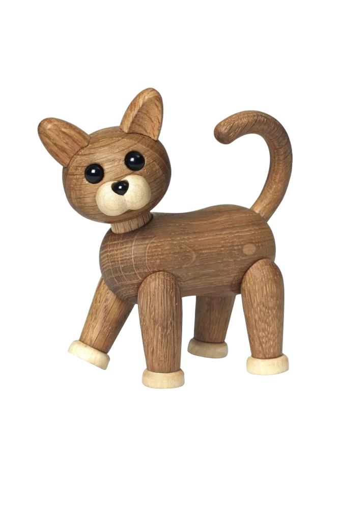 Dekorasjon i tre Sneaky Kattunge 10 cm - Natur - Dekor | m v:8447439