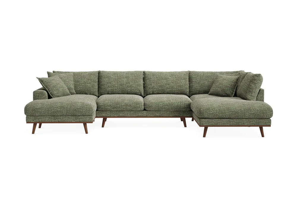 Copenhagen Premium 5-personers Højrevendt U-formet Dyb Sofa med Divan og Chaiselong i Chenille v:8842510