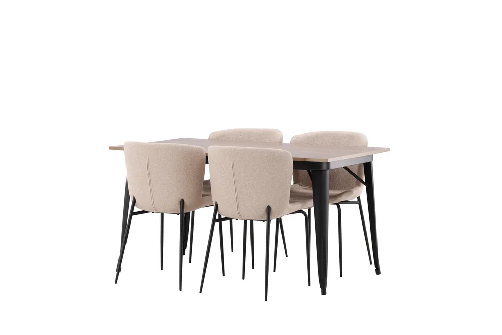 Spisegruppe Tudera 140 cm Rektangulær med 4 Habesh Stoler v:1898329