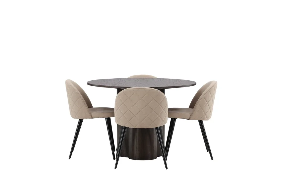 Olivia Spisegruppe 110 cm Rund med 4 Velvet Stoler v:3540283