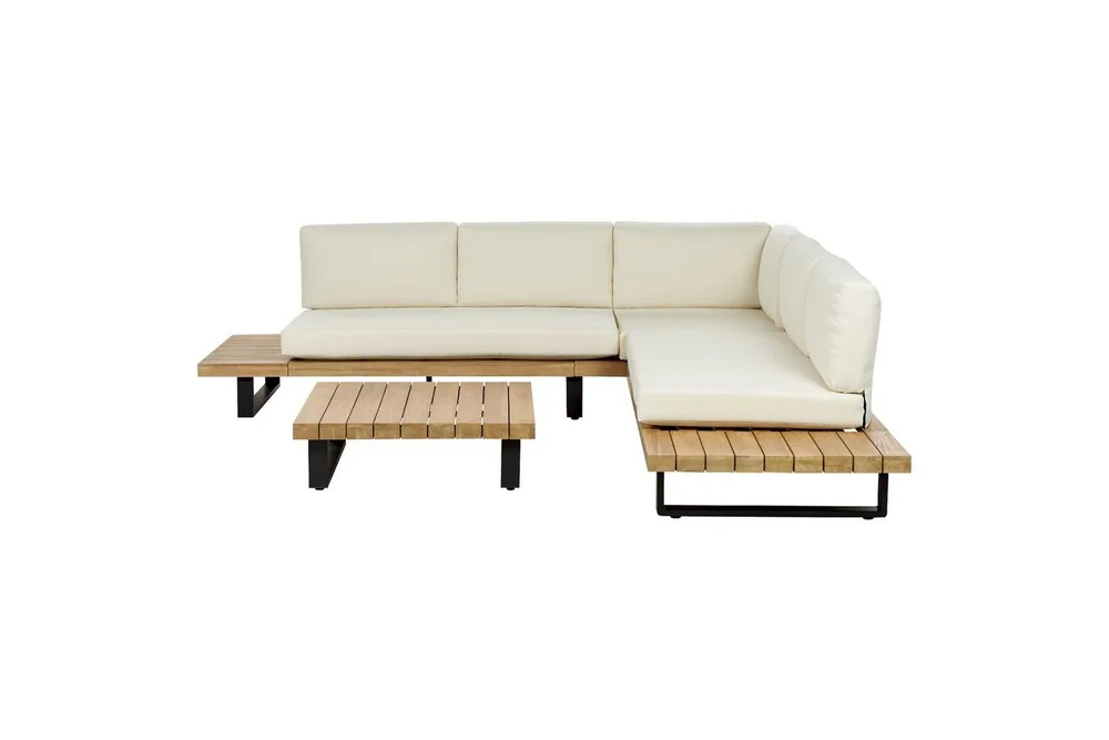 Loungegrupp Beliani Mykonos Light wood||White v:4291709 Loungegrupp Beliani Mykonos Light wood||White v:4291709