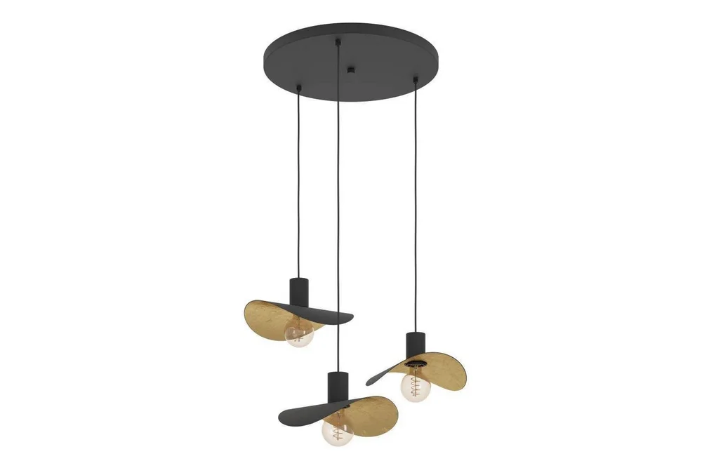 Takpendel Eglo Saceda Svart/Gull Rondell med 3 Lamper v:5687739