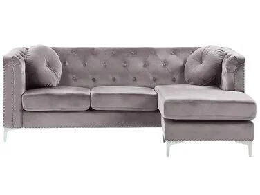 Hjørnesofa 3-seter FLEN Fløyel Grå Venstrevendt v:6255747 Hjørnesofa 3-seter FLEN Fløyel Grå Venstrevendt v:6255747