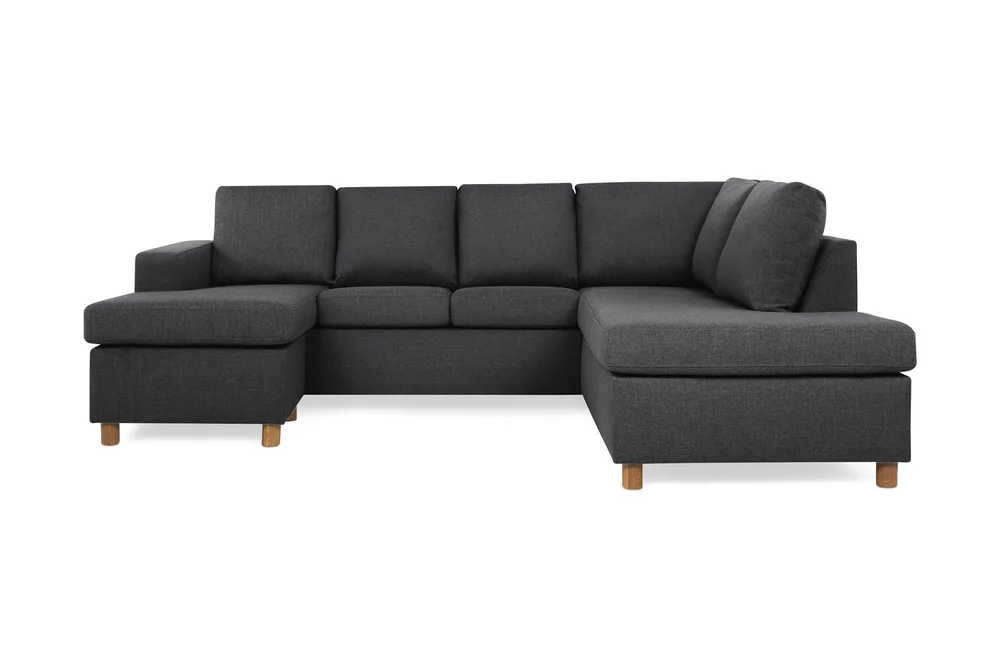 Crazy 4-seters Høyrevendt U-formet Small Sofa med Divan og Sjeselong i Stoff v:9765676