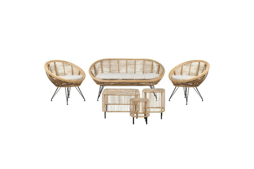 Loungegrupp med bord Beliani Maratea/Cesenatico 4-Sits Natural||Black||Beige v:3851876