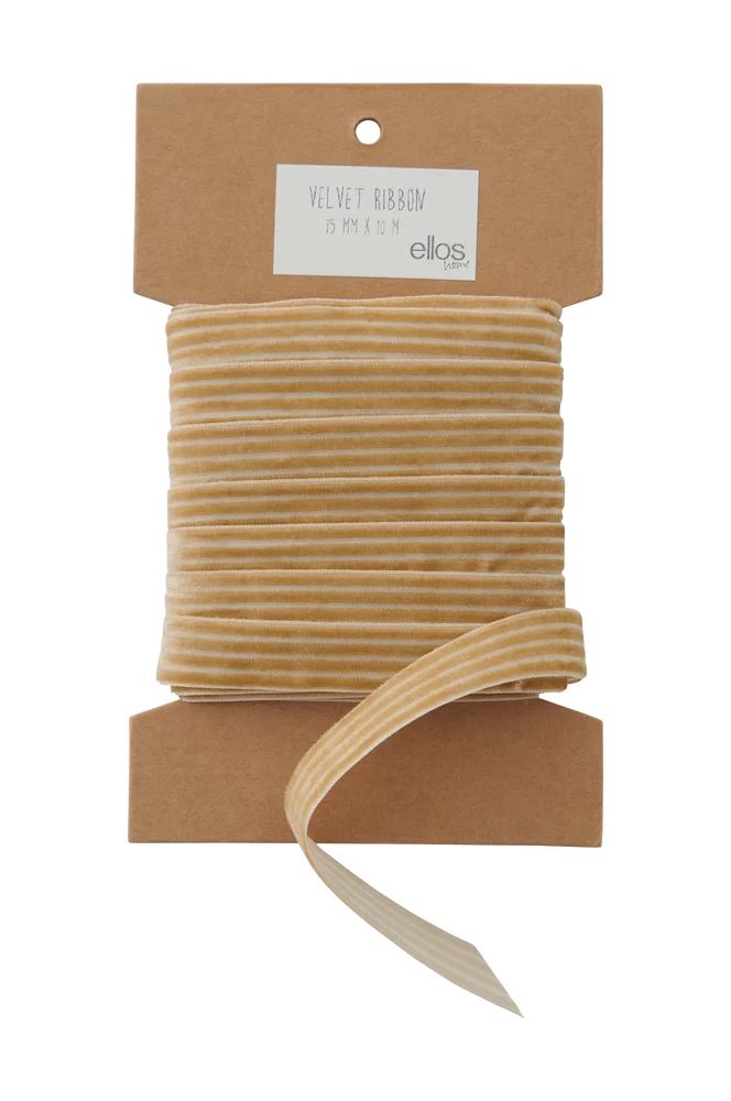 Gavebånd Velvety Stripe i fløyel, 10 m – Beige – Dekor | m v:1709901 Gavebånd Velvety Stripe i fløyel, 10 m – Beige – Dekor | m v:1709901