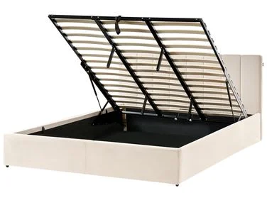 Seng med oppbevaring DREUX Fløyel Lys beige 180 x 200 cm v:3607254 Seng med oppbevaring DREUX Fløyel Lys beige 180 x 200 cm v:3607254