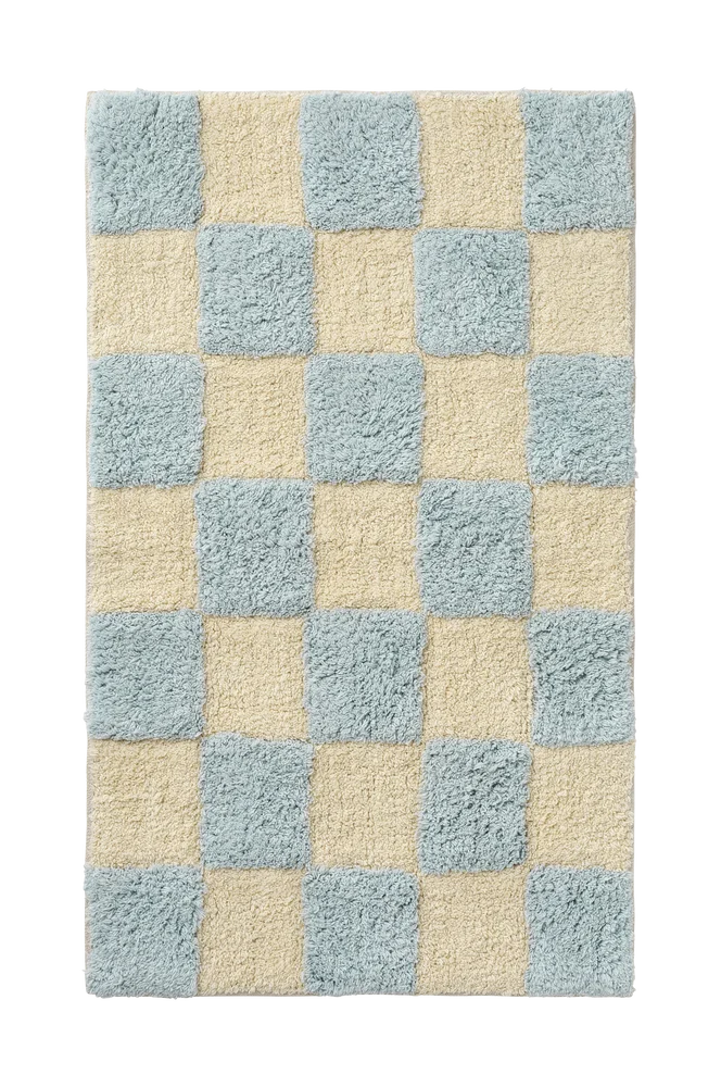 Badematte Saga Check - Blå - Tepper | m v:1088606