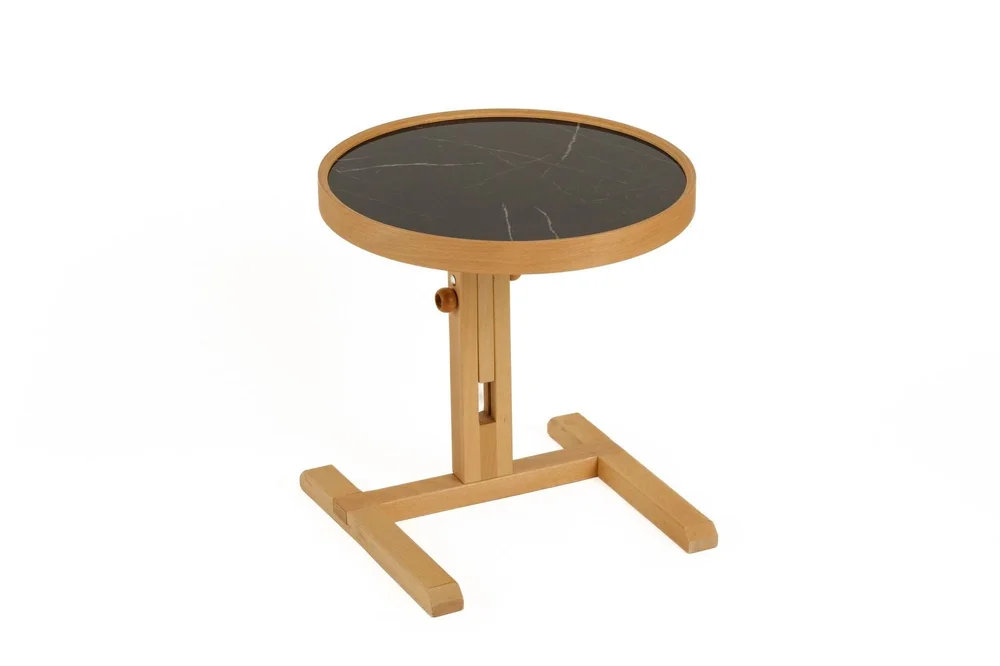 Sidebord Wallxpert Opus Yuvarlak (40 x 43 x 40 cm) Eik Svart Marmor v:3305636