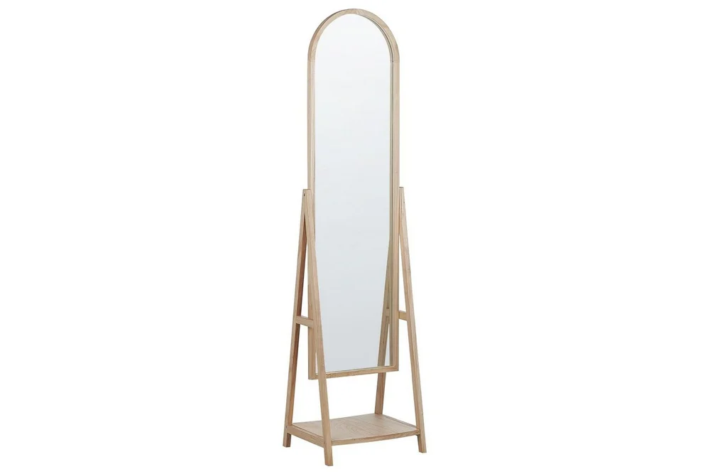 Golvspegel med hylla Beliani Chambery Light colored wood v:9435243 Golvspegel med hylla Beliani Chambery Light colored wood v:9435243