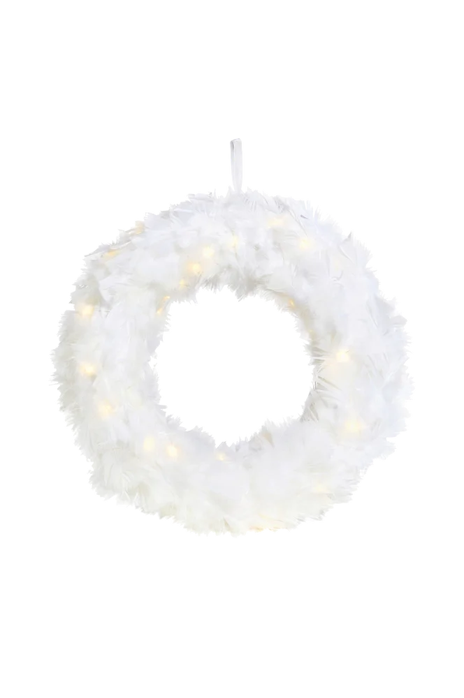 Fjærkrans 35 cm - Hvit - Dekor | m v:550850