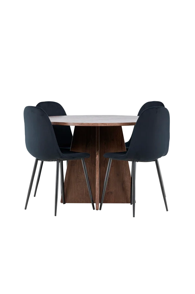 Bootcut-spisebord med Polar-spisestol – Svart m v:270129 Bootcut-spisebord med Polar-spisestol – Svart m v:270129
