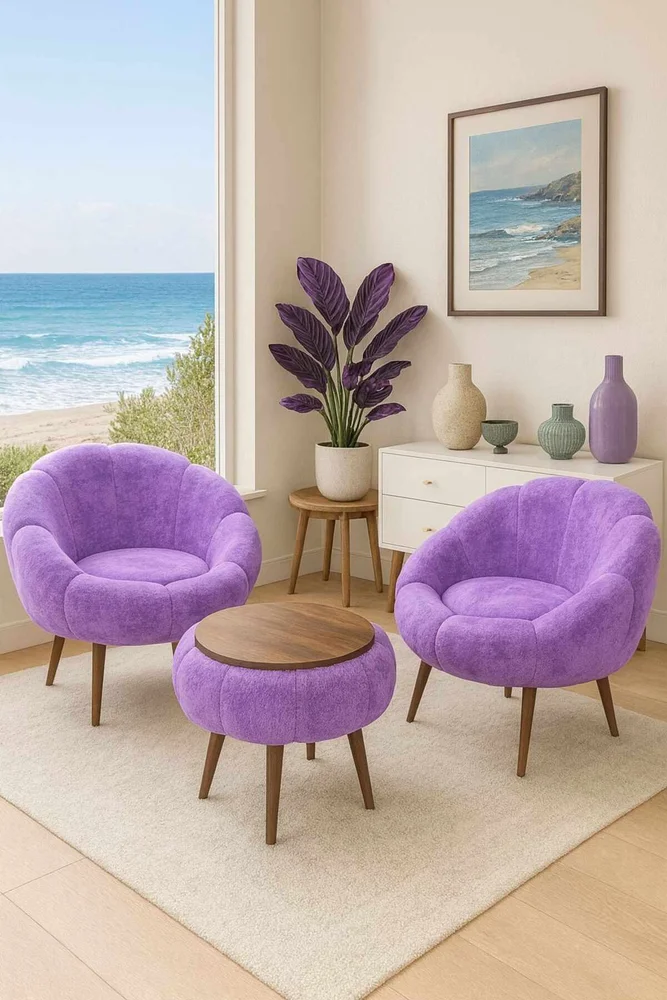 Ørelappstol- og salongbordsett (3 deler) Atelier Del Sofa Lida Wellsoft (75 x 100 x 42 cm) Syrin v:1231386