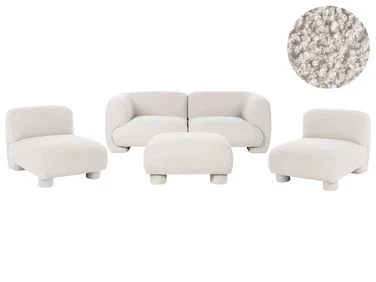 Modulsofagruppe 4-seters MJALBI med fotskammel Bouclé Off white v:1612221 Modulsofagruppe 4-seters MJALBI med fotskammel Bouclé Off white v:1612221