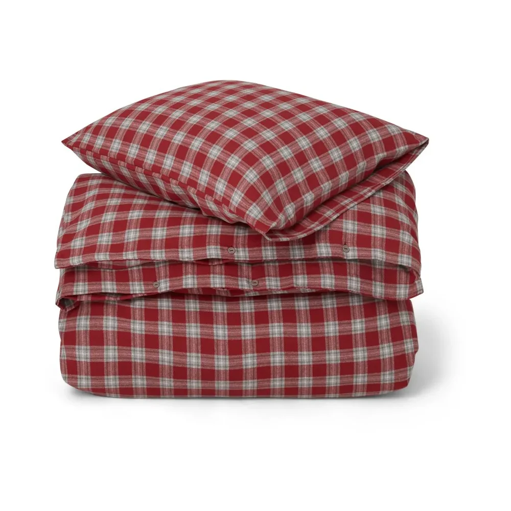 Red Checked Cotton Flannel sengesett v:3357224