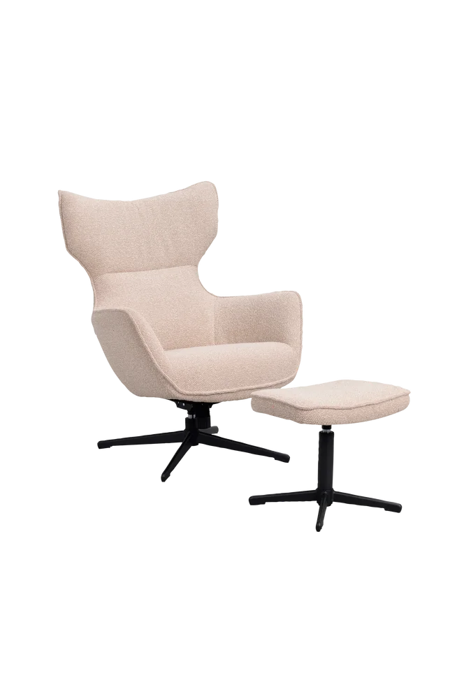 Jenkins lenestol med fotskammel - Beige m v:2087342
