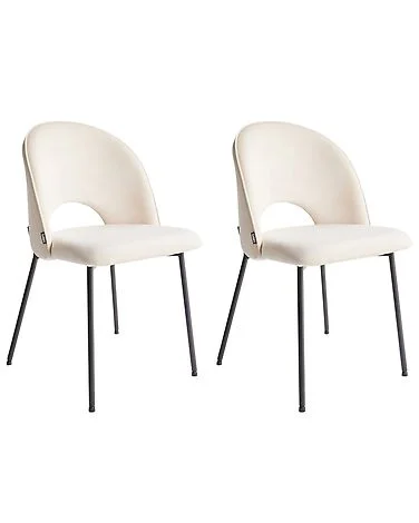Sett med 2 spisestoler COVELO Fløyel Lys beige v:8387359 Sett med 2 spisestoler COVELO Fløyel Lys beige v:8387359