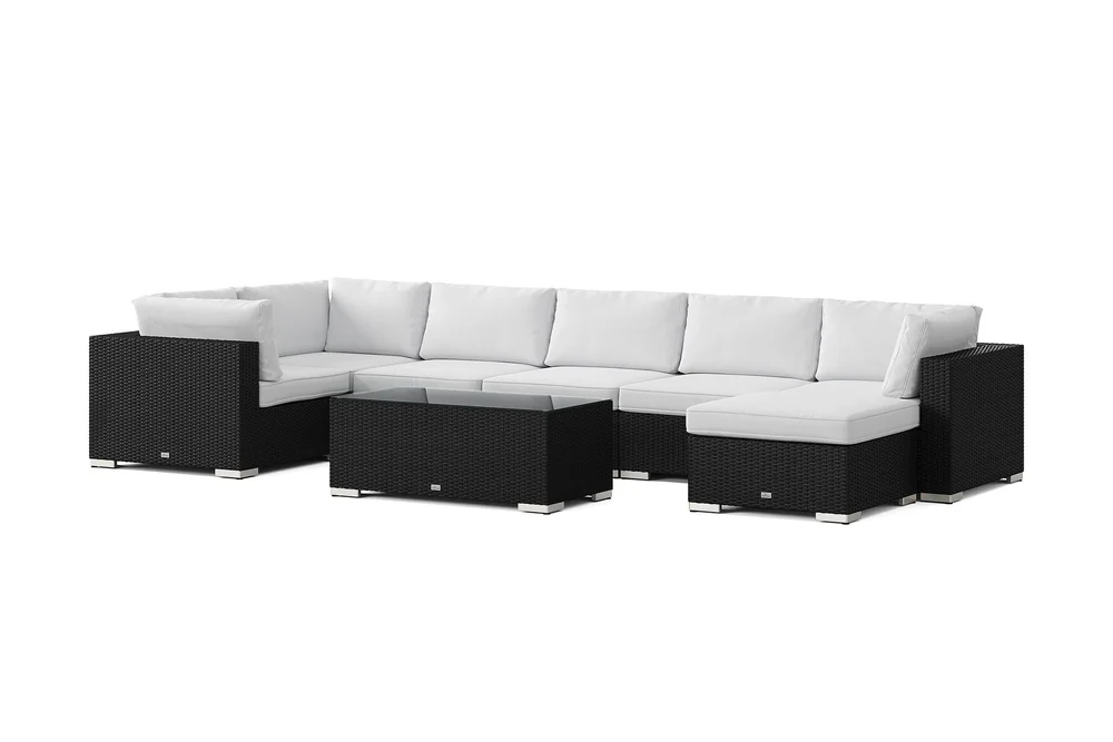 Bahamas U-formet utendørs loungegruppe 7-seters med vendbar divan og bord v:1306405 Bahamas U-formet utendørs loungegruppe 7-seters med vendbar divan og bord v:1306405