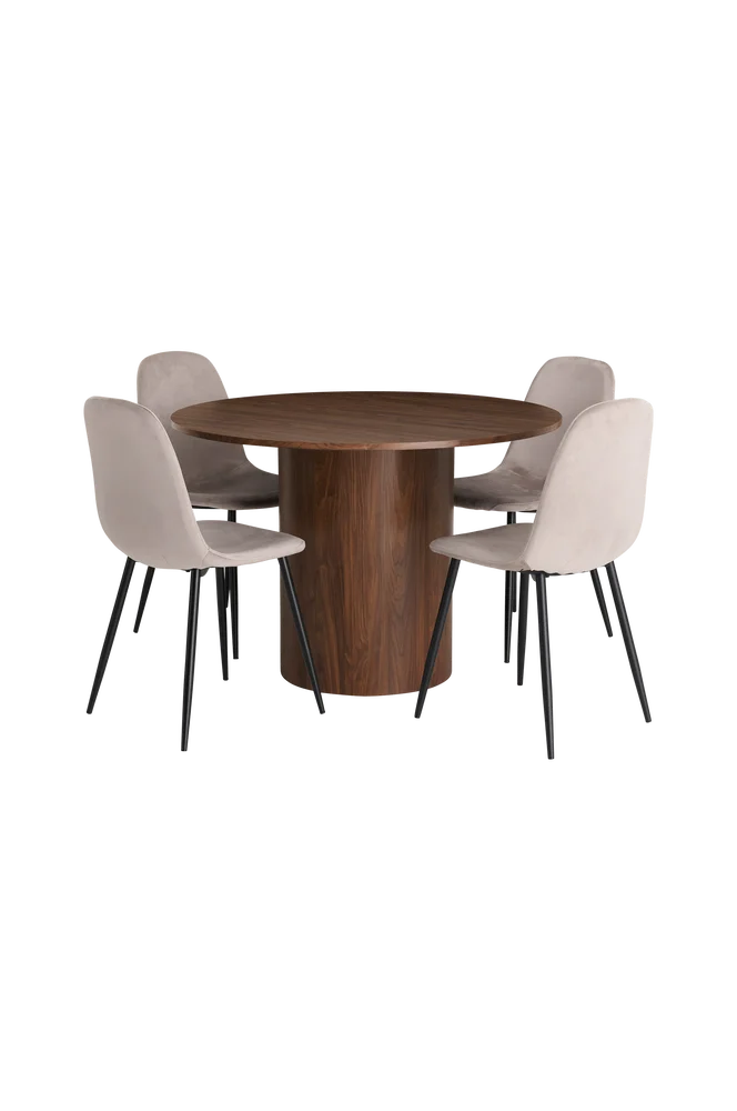 Spisegruppe Uke med 1 bord + 4 stoler – Brun m v:1901275 Spisegruppe Uke med 1 bord + 4 stoler – Brun m v:1901275