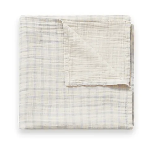 Gingham Sky Blue Muselin Swaddle v:8849510