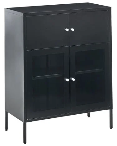 Skjenk med glassdører ESHOLT 80 cm Metall Svart v:2906370 Skjenk med glassdører ESHOLT 80 cm Metall Svart v:2906370