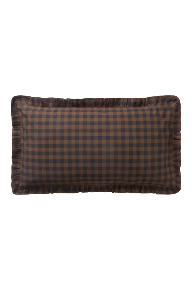 LAUREN FRILL putetrekk med volangen økologisk 90x50 cm - Brun - Tekstiler | m v:8600306