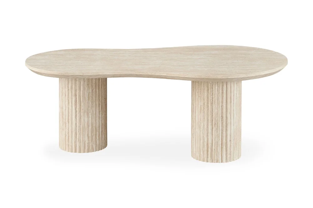 Asymmetrisk Sofabord Uppveda Travertin Utseende 130×70 cm v:9929155 Asymmetrisk Sofabord Uppveda Travertin Utseende 130×70 cm v:9929155
