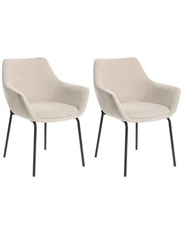 Sett med 2 spisestoler BOWDON Chenille Lys beige v:2635501 Sett med 2 spisestoler BOWDON Chenille Lys beige v:2635501