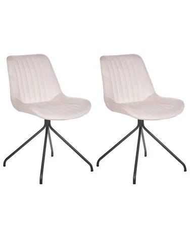 Sett med 2 spisestoler NAVASOTA Fløyel Beige v:8814488 Sett med 2 spisestoler NAVASOTA Fløyel Beige v:8814488