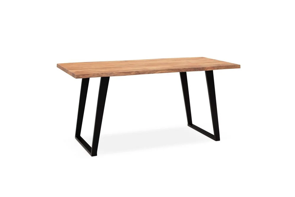 Skrivebord Wohnling Massivt treverk trekanter metallbein landlig stil Svart, vinklet, 140x60 cm v:4793447