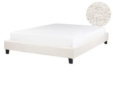 Seng uten sengegavl Bouclé ROANNE 140 x 200 cm Lys beige v:1991226 Seng uten sengegavl Bouclé ROANNE 140 x 200 cm Lys beige v:1991226