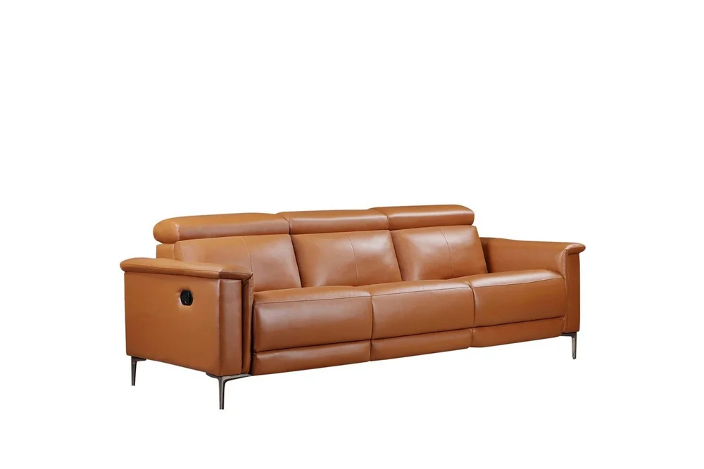 Sofa 3-seter Lund Kognac, PU, Manuell hvilestol v:2275639 Sofa 3-seter Lund Kognac, PU, Manuell hvilestol v:2275639