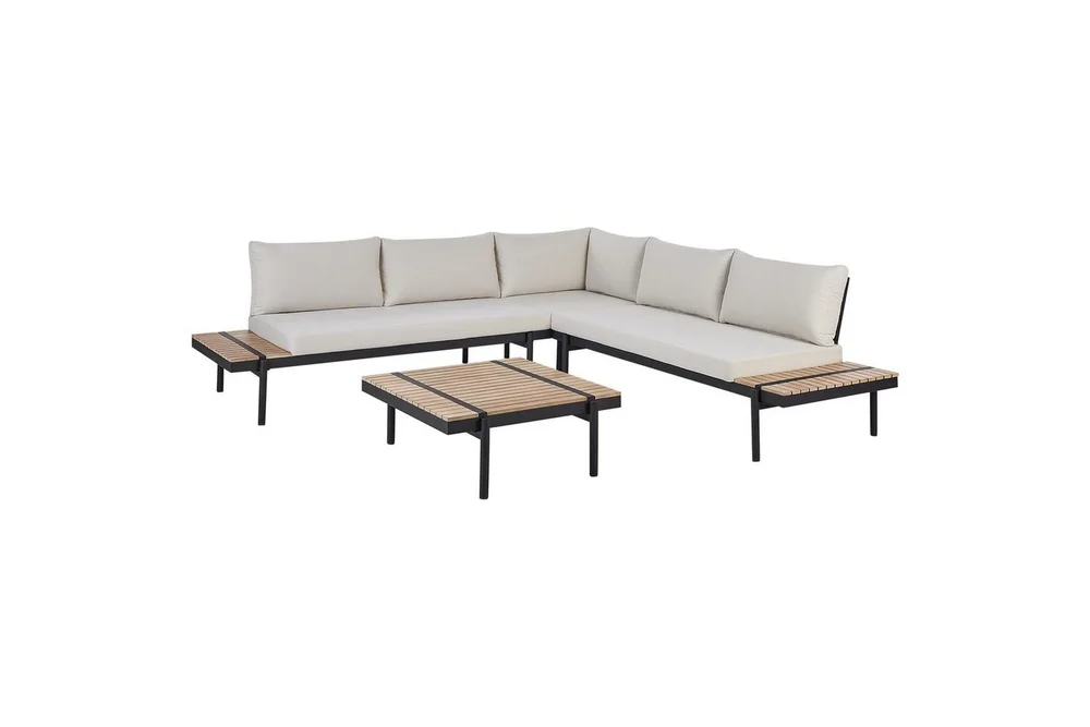 Loungegrupp Beliani Bellariva White||Light wood||Black v:2791949