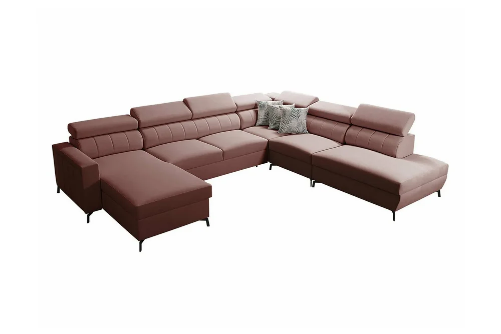 Galbally 5-sits Hörnbäddsoffa Dark pink v:3227189