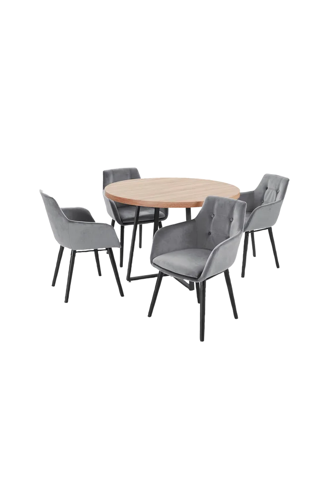 Sett med spisebord på 110 cm og 4 stoler – Brun m v:9873826 Sett med spisebord på 110 cm og 4 stoler – Brun m v:9873826