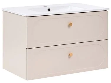 Veggmontert servantskap med vask TARUMIR 80 cm Beige v:4894066 Veggmontert servantskap med vask TARUMIR 80 cm Beige v:4894066