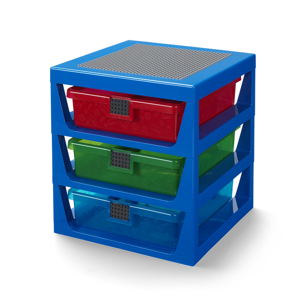 LEGO® Hylle Med 3 Skuffer, Blå v:7700375 LEGO® Hylle Med 3 Skuffer, Blå v:7700375