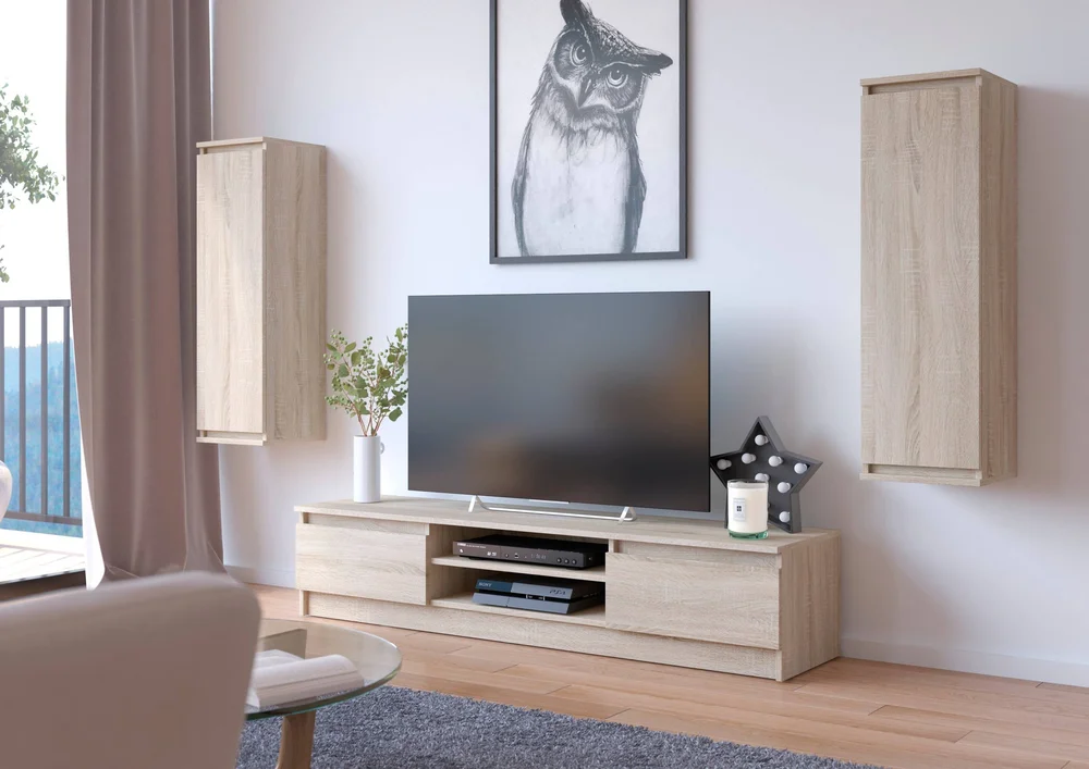 Akord stueveggsystem med vitrineskap og « Tv »-stativ – Brun m v:9816732
