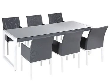 Spisegruppe til uteplassen 6-seters BACOLI med puter Metall Grå v:4010166 Spisegruppe til uteplassen 6-seters BACOLI med puter Metall Grå v:4010166