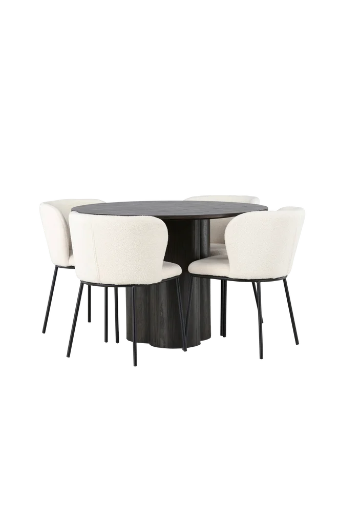 Spisegruppe Olivia med 4 stk stoler Edina - Brun m v:9556802
