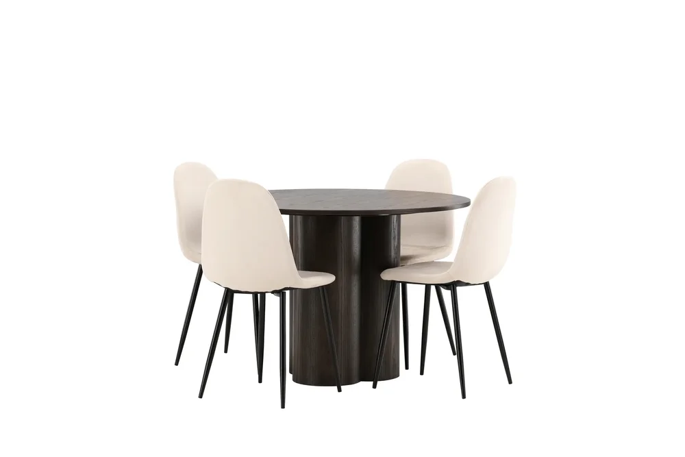 Olivero Spisegruppe 110 cm Rund med 4 Bennie Stoler v:5948927