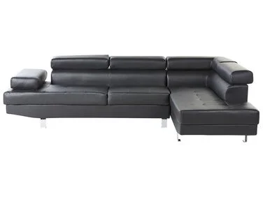 Hjørnesofa 5-seters NORREA Kunstskinn Svart Venstrevendt v:9238171 Hjørnesofa 5-seters NORREA Kunstskinn Svart Venstrevendt v:9238171