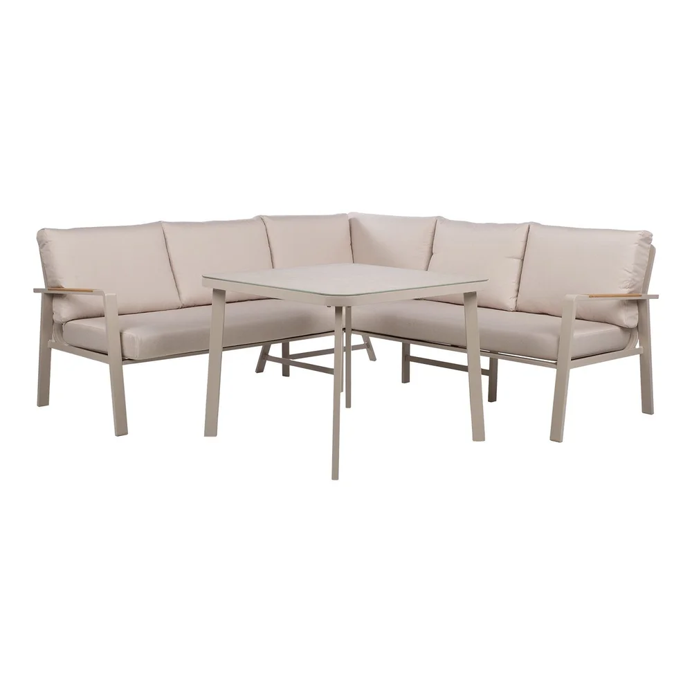 Hagemøbelsett HOME4YOU Upland bord og hjørnesofa beige v:6393552