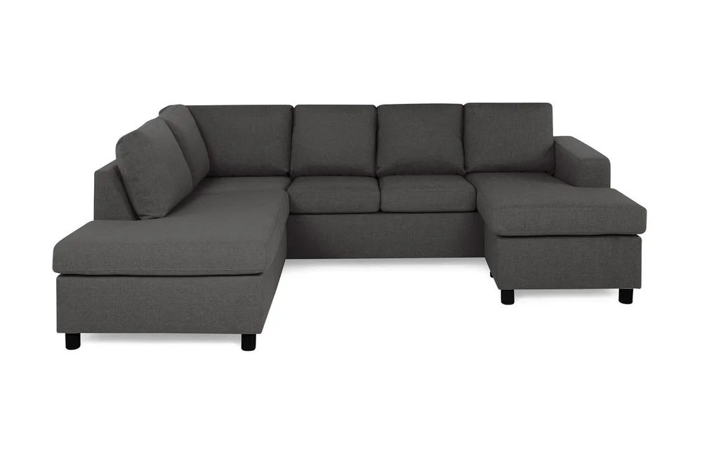 Crazy 4-seters Venstrevendt U-formet Small Sofa med Divan og Sjeselong i Stoff v:5204546