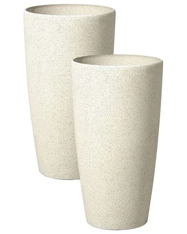 Sett med 2 plantepotter ABDERA 31 cm Lys beige v:3305008