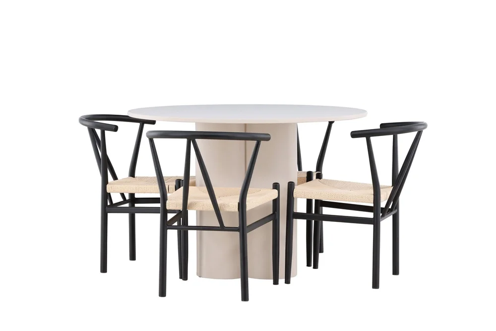 Olivia Spisegruppe 110 cm Rund med 4 Alfons stoler v:8411399