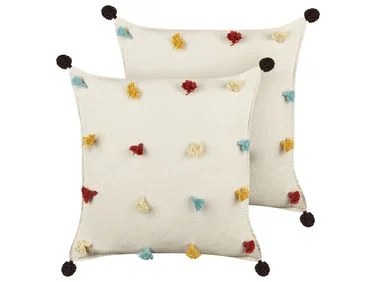 Sett med 2 pynteputer FUSSEL 45 x 45 cm Bomull Lys beige v:4803494 Sett med 2 pynteputer FUSSEL 45 x 45 cm Bomull Lys beige v:4803494